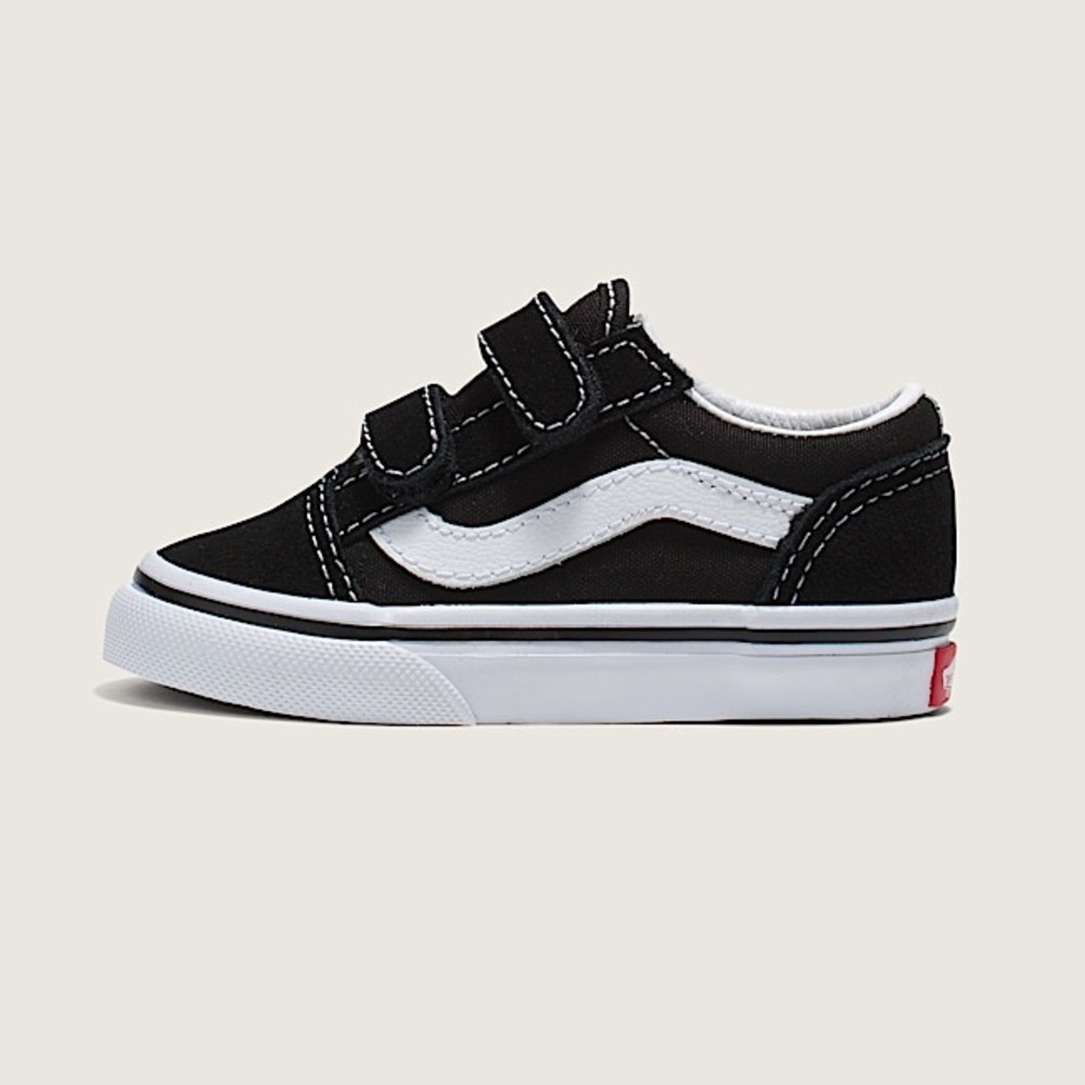 Vans Toddler Old Skool V Shoe
 Black and White Velcro Sneakers